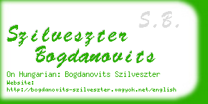 szilveszter bogdanovits business card